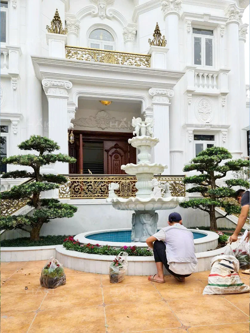 Đôi tùng la hán đẹp đặt ở sảnh biệt thự.