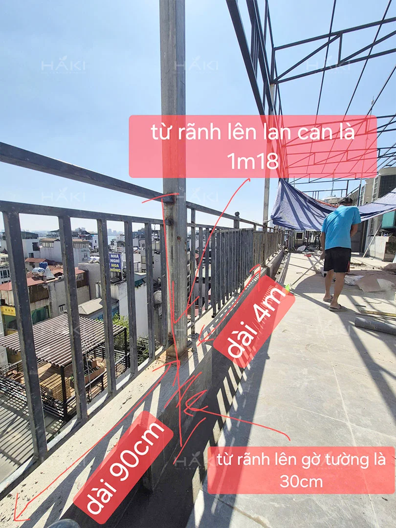 đo lan can và gờ tường