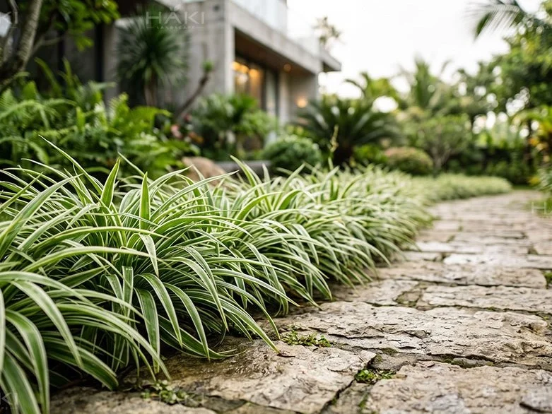Lan chi tạo viền lối đi.